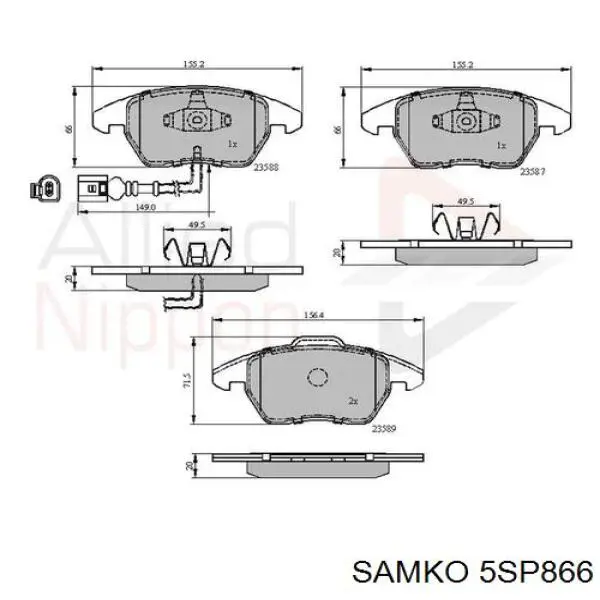 Sapatas do freio dianteiras de disco Samko 5SP866 preço, a partir de 34,16 USD