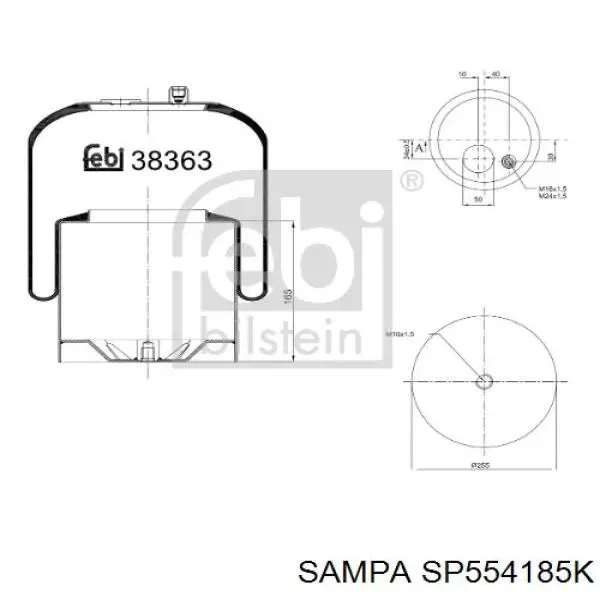 Coxim pneumático (suspensão de lâminas pneumática) do eixo traseiro Sampa Otomotiv‏ SP554185K preço, a partir de 93,93 USD