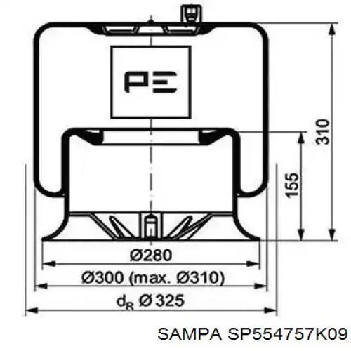 Coxim pneumático (suspensão de lâminas pneumática) do eixo Sampa Otomotiv‏ SP554757K09 preço, a partir de 111,02 USD