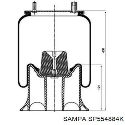 SP554884K Sampa Otomotiv‏ Coxim pneumático (suspensão de lâminas pneumática) do eixo