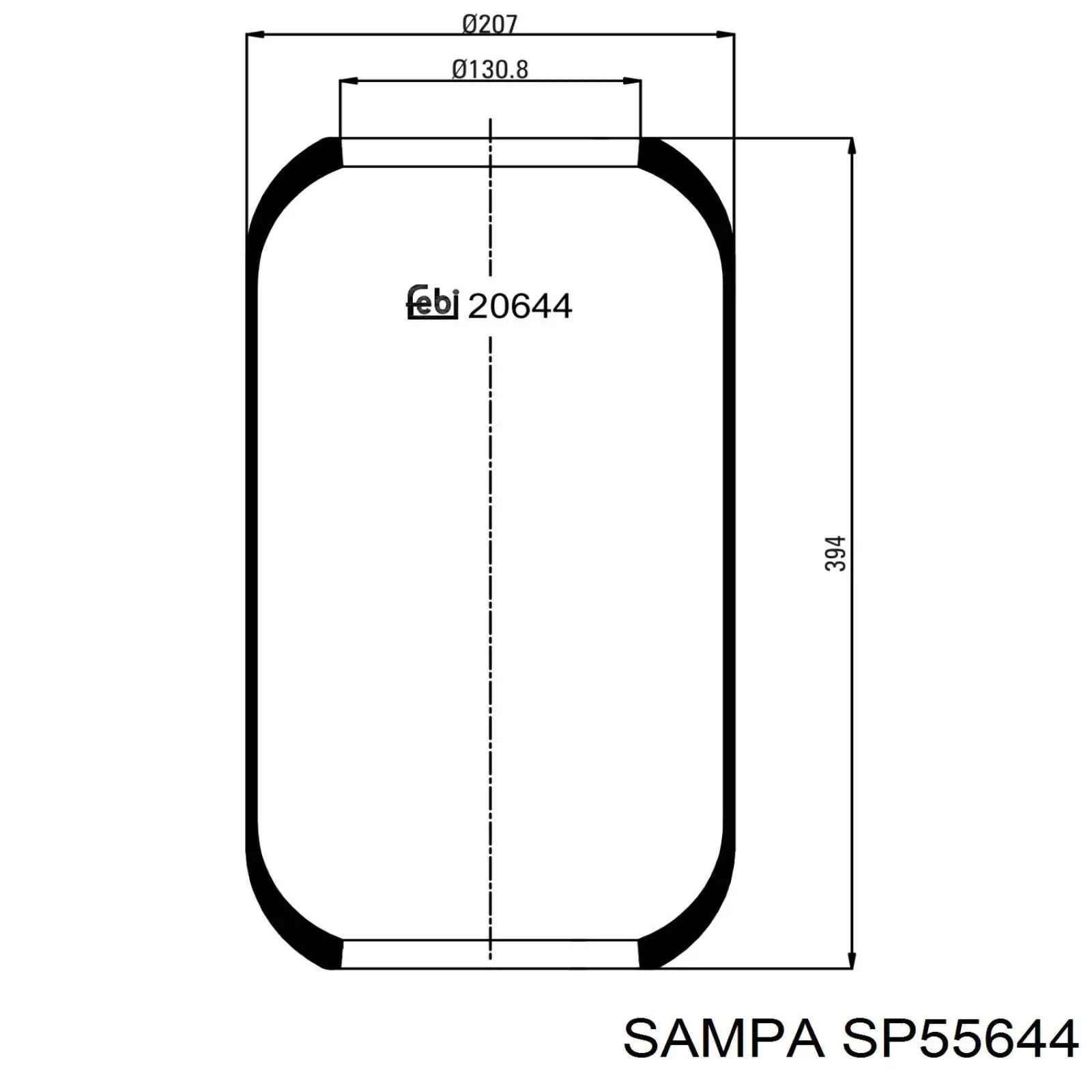 SP55644 Sampa Otomotiv‏ Coxim pneumático (suspensão de lâminas pneumática) do eixo