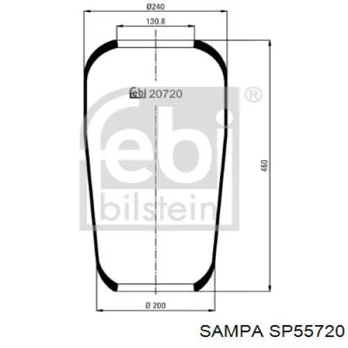 Coxim pneumático (suspensão de lâminas pneumática) do eixo Sampa Otomotiv‏ SP55720 preço, a partir de 44,47 USD
