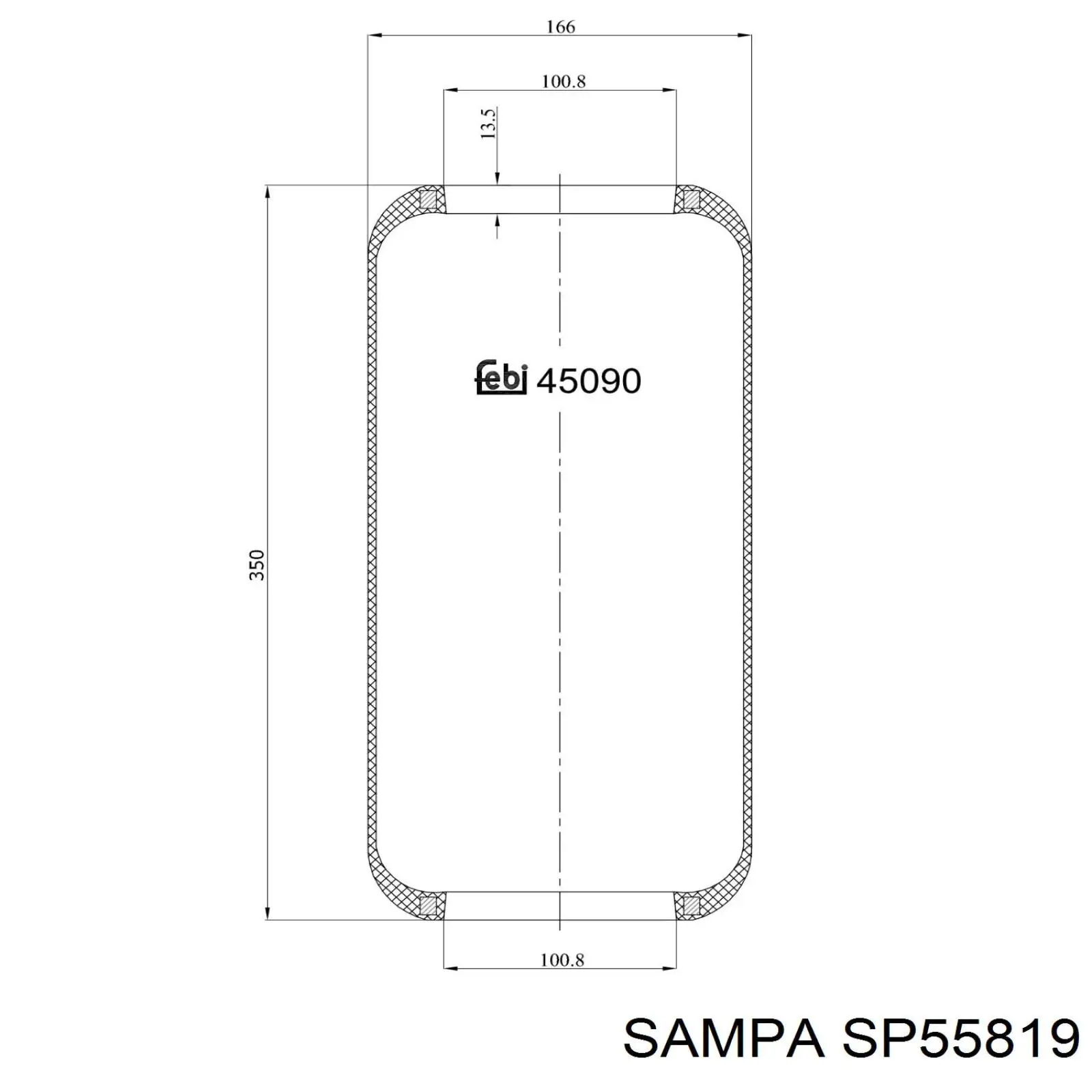 SP55819 Sampa Otomotiv‏ Coxim pneumático (suspensão de lâminas pneumática) do eixo traseiro