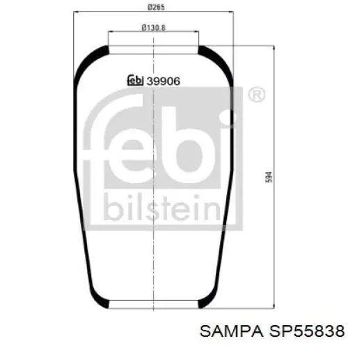 SP55838 Sampa Otomotiv‏ Coxim pneumático (suspensão de lâminas pneumática) do eixo traseiro