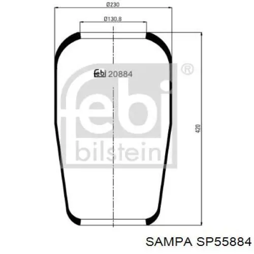 Coxim pneumático (suspensão de lâminas pneumática) do eixo Sampa Otomotiv‏ SP55884 preço, a partir de 50,31 USD