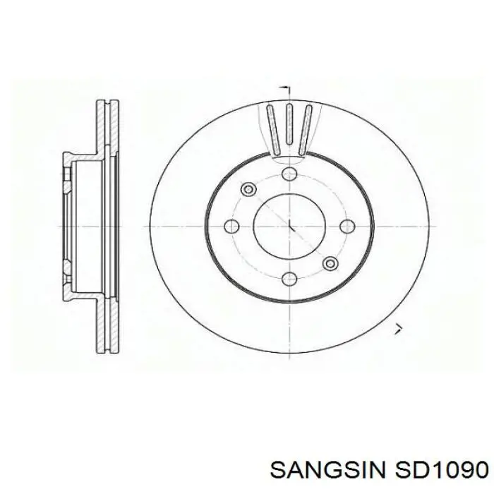 Disco do freio dianteiro Sangsin SD1090
