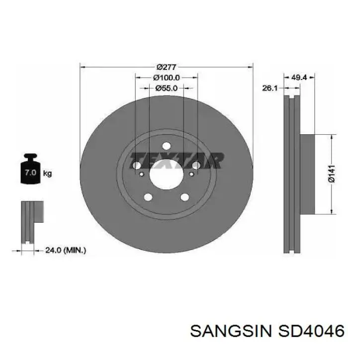 SD4046 Sangsin Disco do freio dianteiro