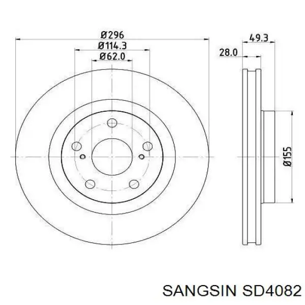 Disco do freio dianteiro Sangsin SD4082 preço, a partir de 45,13 USD