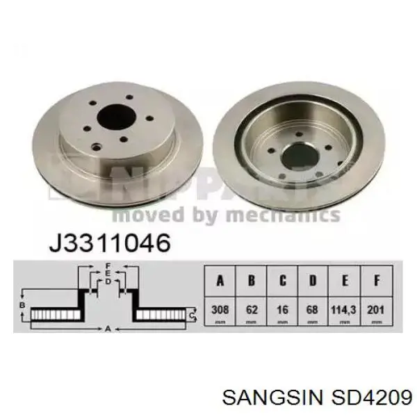 Disco do freio traseiro Sangsin SD4209 preço, a partir de 46,62 USD
