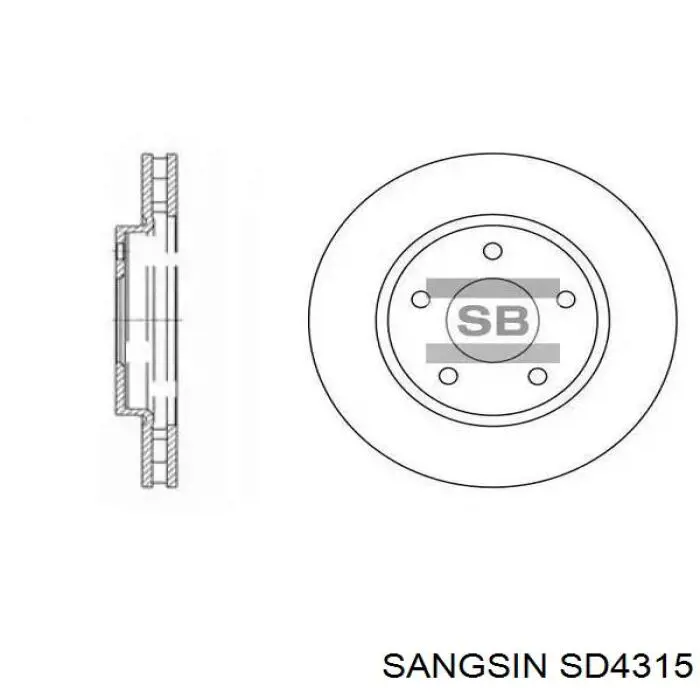 SD4315 Sangsin Disco do freio dianteiro