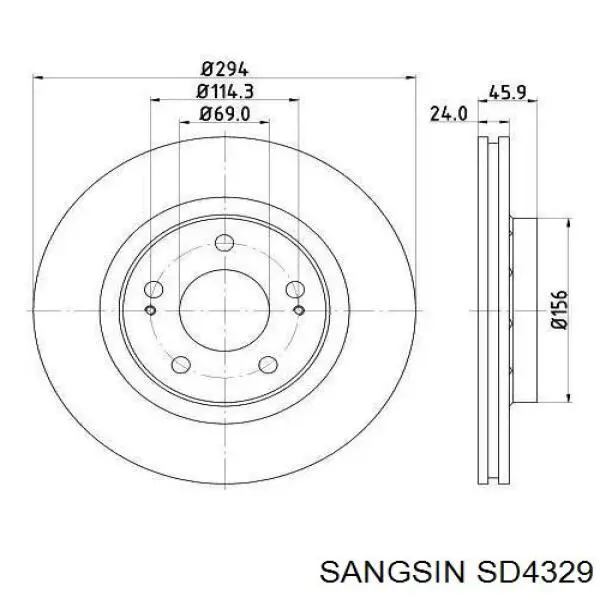 Disco do freio dianteiro Sangsin SD4329 preço, a partir de 46,42 USD