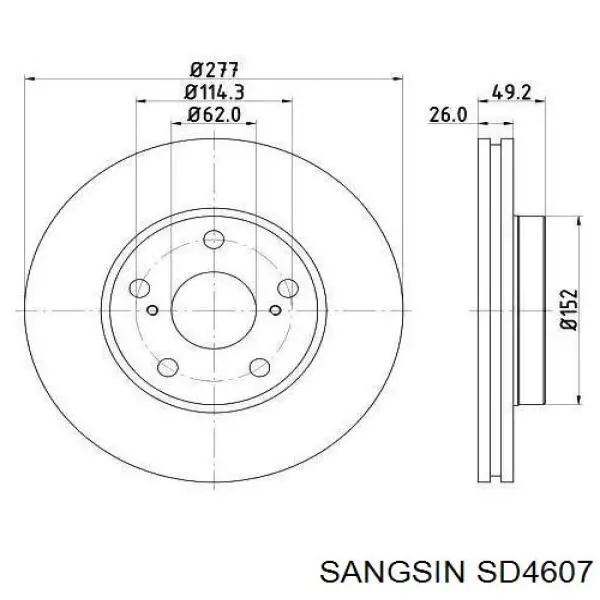Disco do freio dianteiro Sangsin SD4607 preço, a partir de 42,62 USD