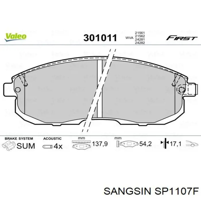 Sapatas do freio dianteiras de disco Sangsin SP1107F preço, a partir de 34,43 USD