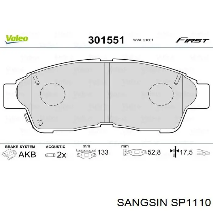 Compre SP1110 Sangsin Sapatas do freio dianteiras de disco