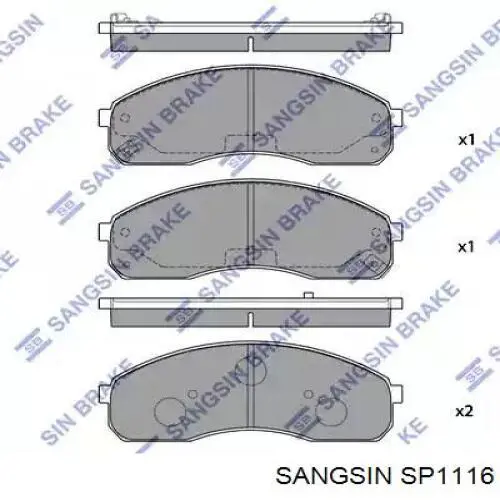 SP1116 Sangsin Sapatas do freio dianteiras de disco