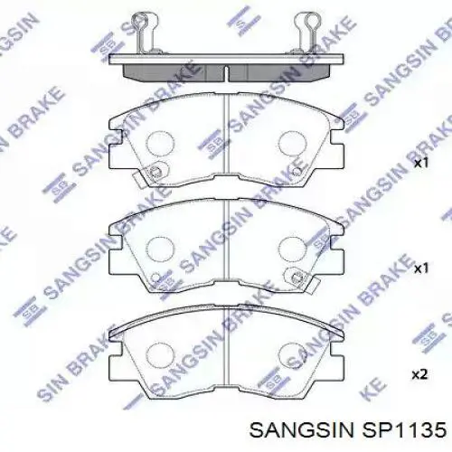 SP1135 Sangsin Sapatas do freio dianteiras de disco