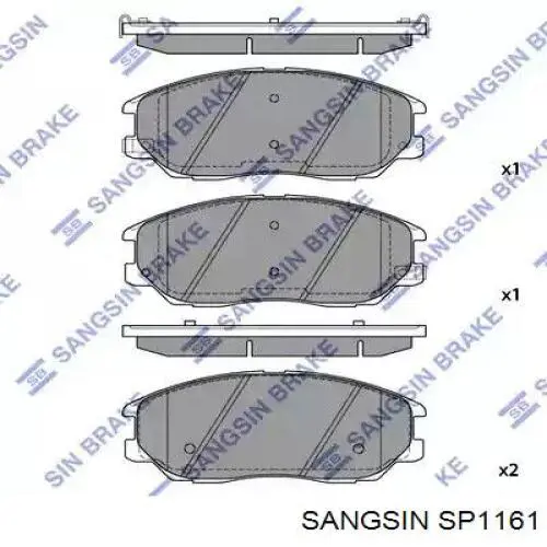 SP1161 Sangsin Sapatas do freio dianteiras de disco