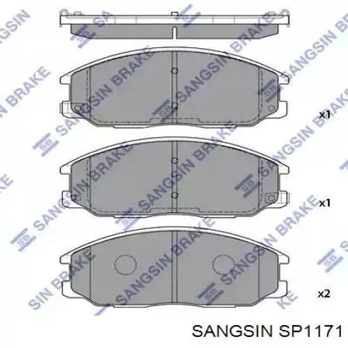 SP1171 Sangsin Sapatas do freio dianteiras de disco