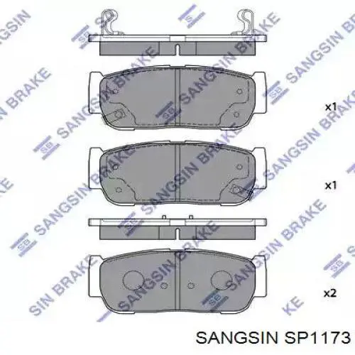 SP1173 Sangsin Sapatas do freio traseiras de disco