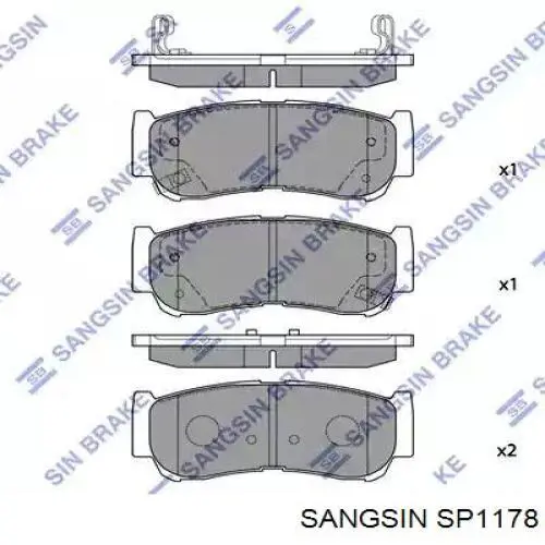 SP1178 Sangsin Sapatas do freio traseiras de disco