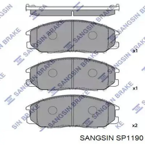 SP1190 Sangsin Sapatas do freio dianteiras de disco