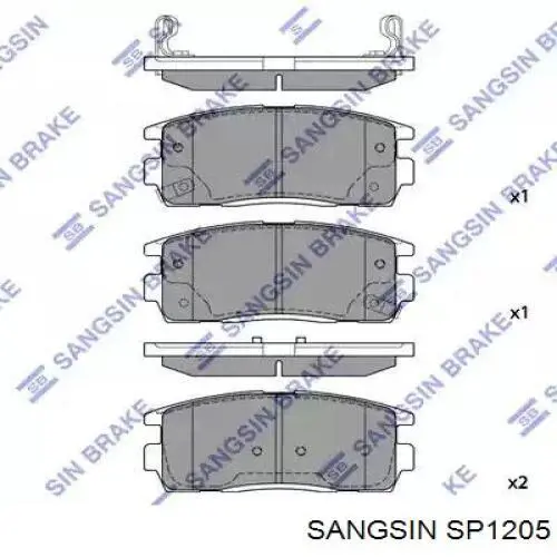 SP1205 Sangsin Sapatas do freio traseiras de disco