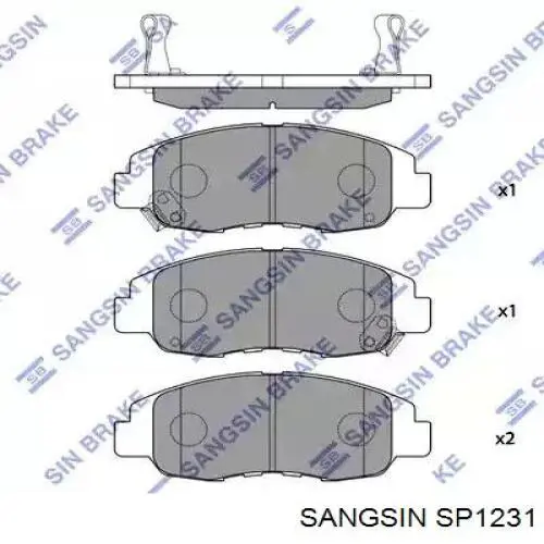 SP1231 Sangsin Sapatas do freio dianteiras de disco