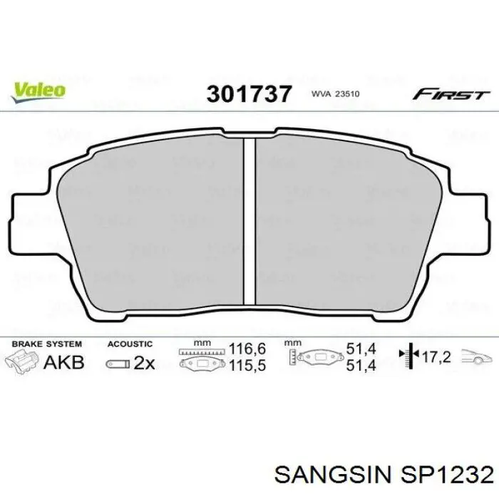 Sapatas do freio dianteiras de disco Sangsin SP1232 preço, a partir de 22,17 USD