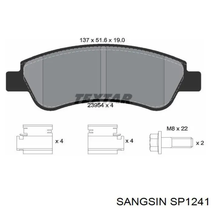 Sapatas do freio dianteiras de disco Sangsin SP1241 preço, a partir de 22,11 USD