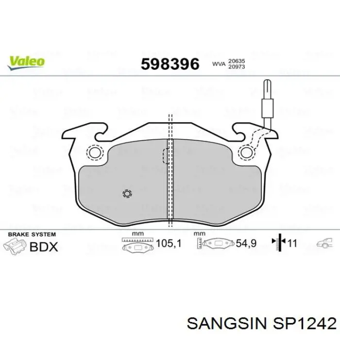 Compre SP1242 Sangsin Sapatas do freio traseiras de disco