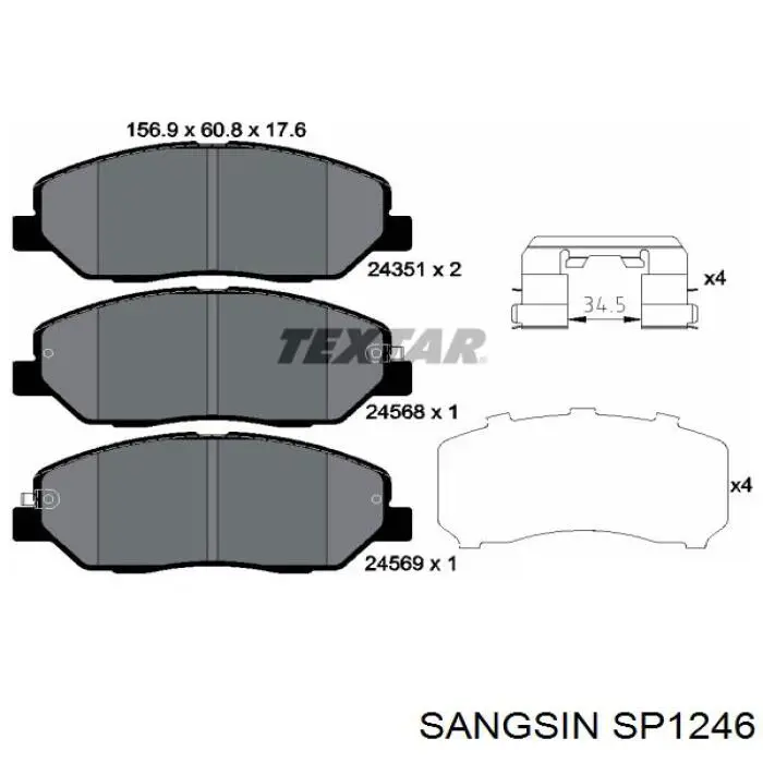 Sapatas do freio dianteiras de disco Sangsin SP1246 preço, a partir de 32,78 USD