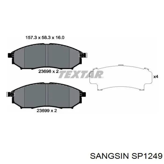Sapatas do freio dianteiras de disco SP1249 Sangsin
