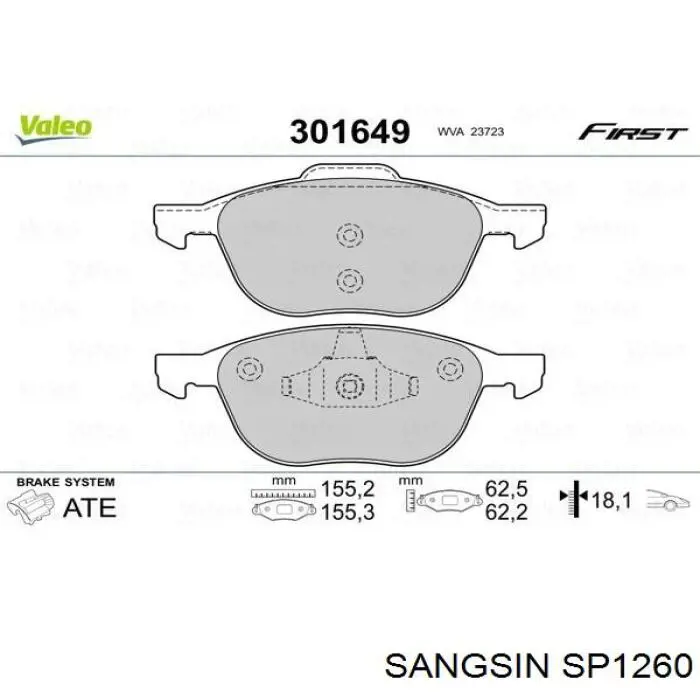 Compre SP1260 Sangsin Sapatas do freio dianteiras de disco