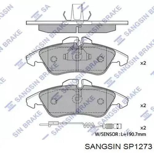 SP1273 Sangsin Sapatas do freio dianteiras de disco