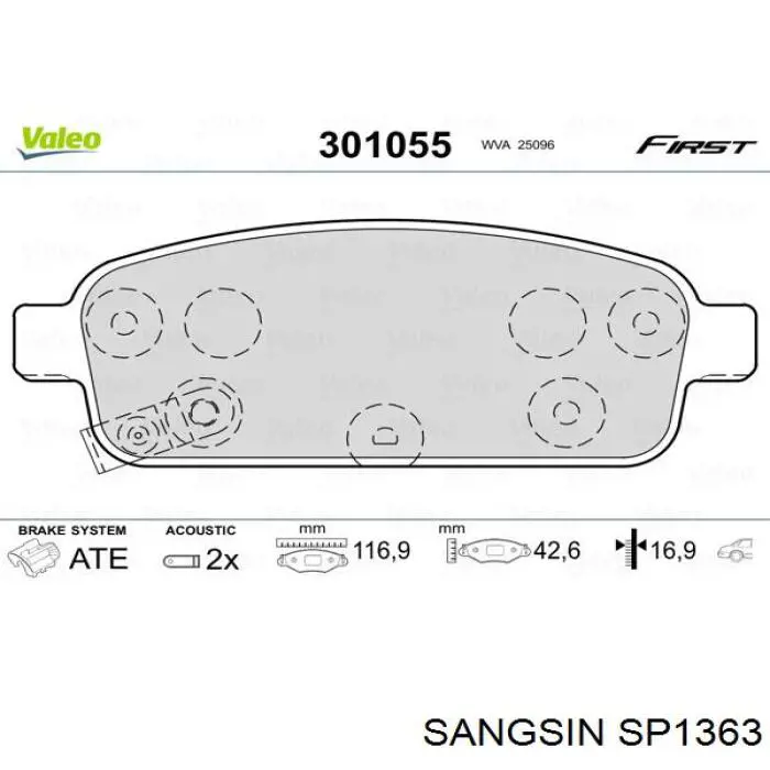 Sapatas do freio traseiras de disco Sangsin SP1363 preço, a partir de 34,21 USD
