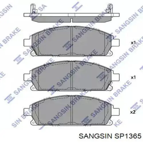 SP1365 Sangsin Sapatas do freio dianteiras de disco