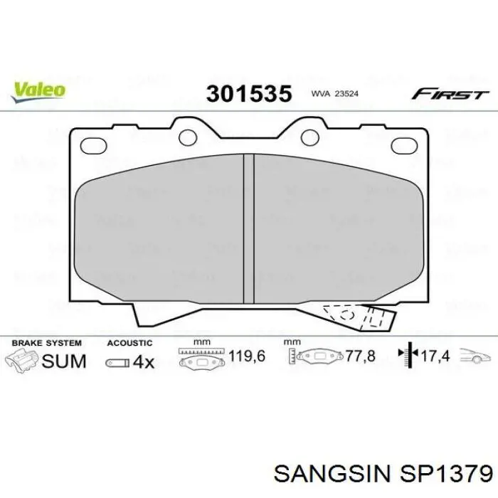 Compre SP1379 Sangsin Sapatas do freio dianteiras de disco