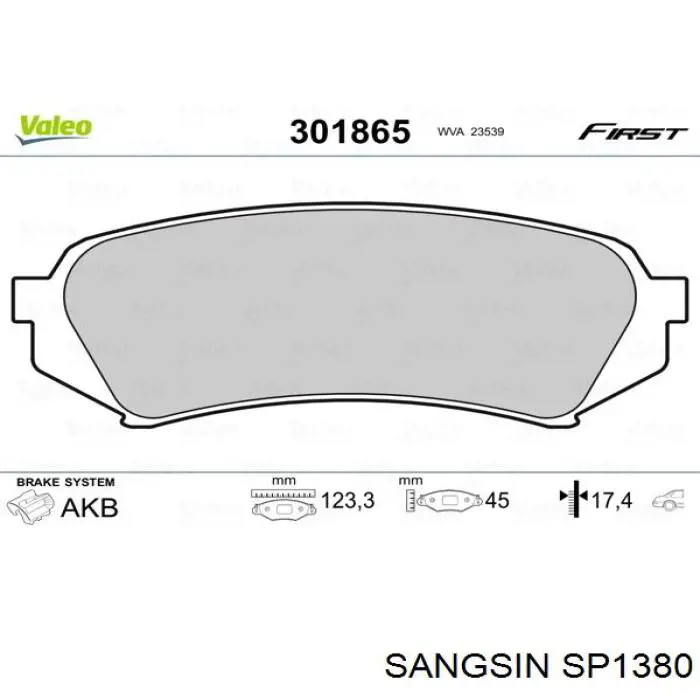 Compre SP1380 Sangsin Sapatas do freio traseiras de disco