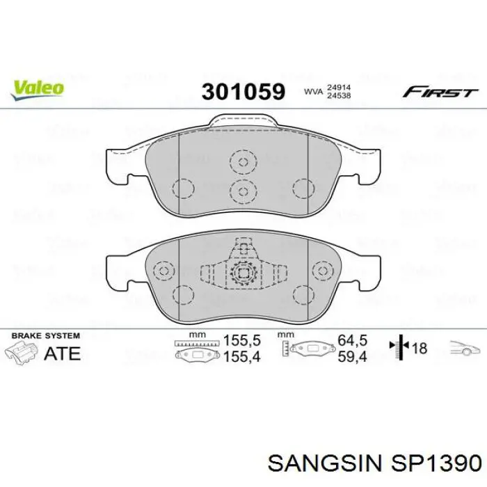 Compre SP1390 Sangsin Sapatas do freio dianteiras de disco