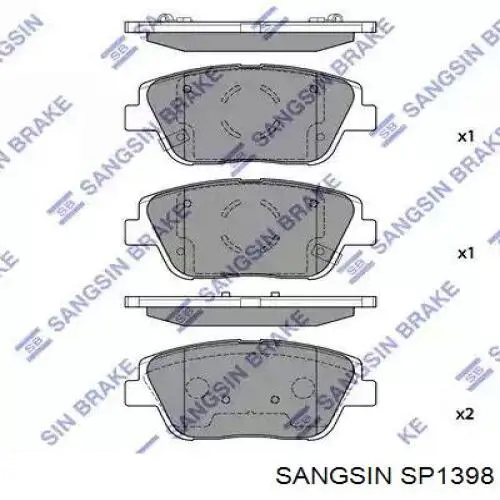 SP1398 Sangsin Sapatas do freio dianteiras de disco