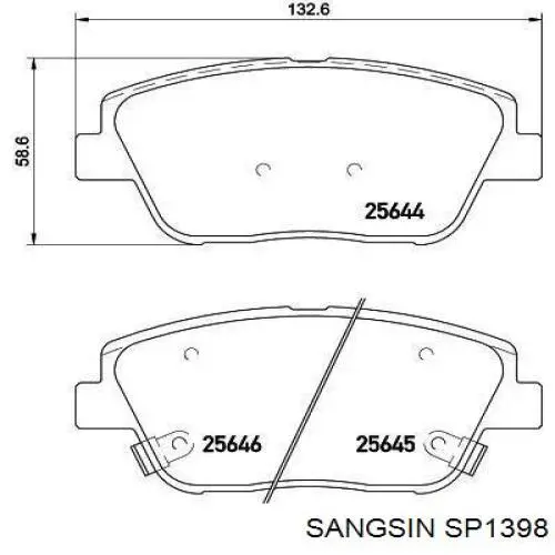 Sapatas do freio dianteiras de disco Sangsin SP1398 preço, a partir de 32,33 USD
