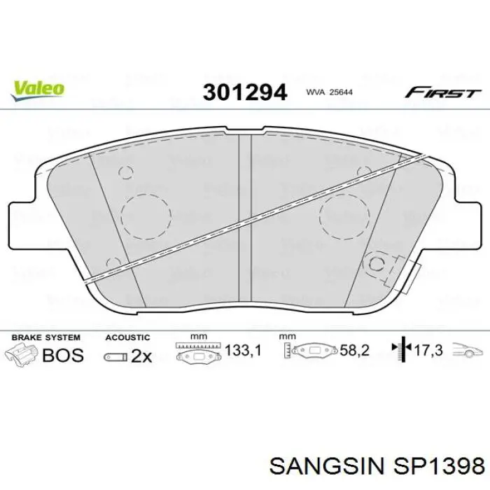 Compre SP1398 Sangsin Sapatas do freio dianteiras de disco