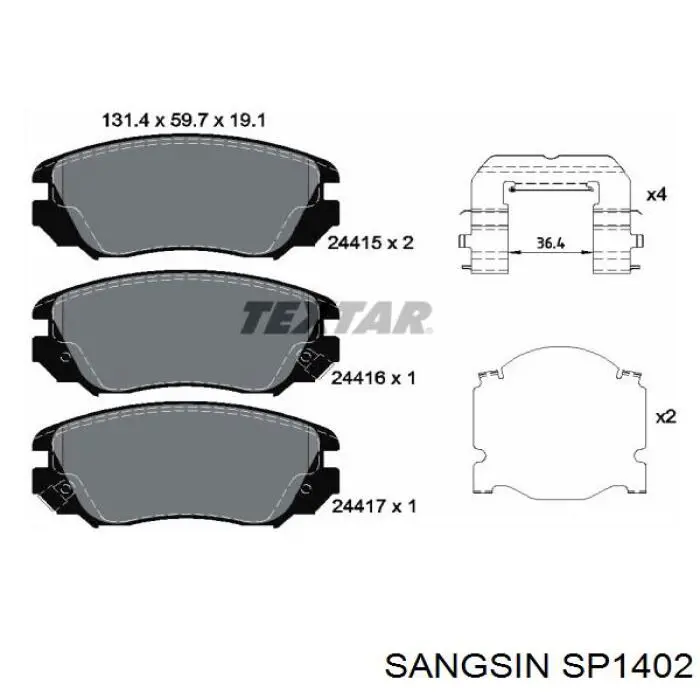 Sapatas do freio dianteiras de disco Sangsin SP1402 preço, a partir de 39,03 USD