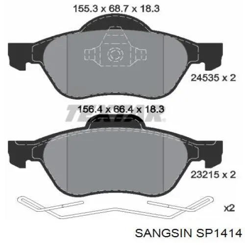 Sapatas do freio dianteiras de disco Sangsin SP1414 preço, a partir de 32,82 USD