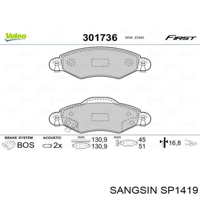 Compre SP1419 Sangsin Sapatas do freio dianteiras de disco