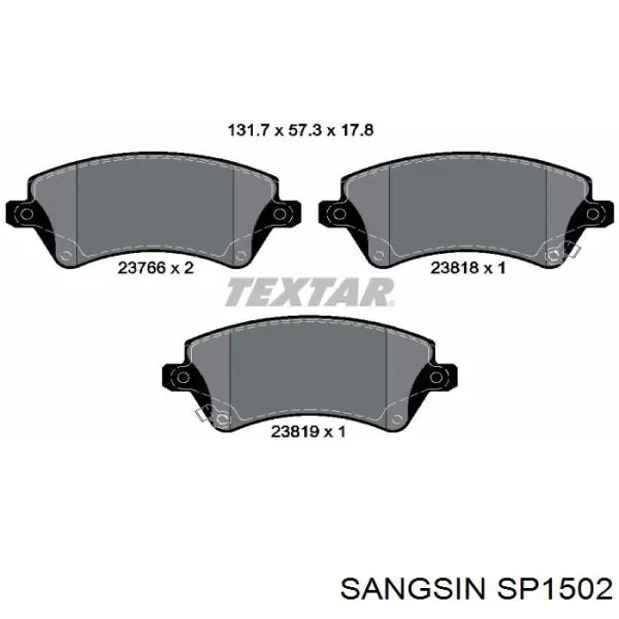 SP1502 Sangsin Sapatas do freio dianteiras de disco