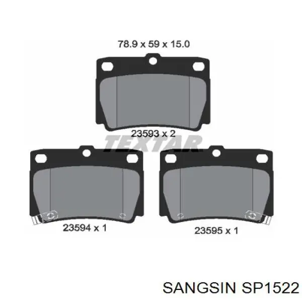 Sapatas do freio traseiras de disco Sangsin SP1522 preço, a partir de 30,52 USD