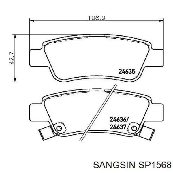 Sapatas do freio traseiras de disco Sangsin SP1568 preço, a partir de 26,58 USD