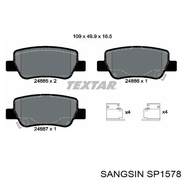 Sapatas do freio traseiras de disco Sangsin SP1578 preço, a partir de 29,14 USD