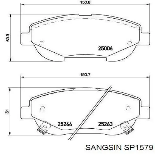 Compre SP1579 Sangsin Sapatas do freio dianteiras de disco